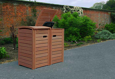 Mülltonnenbox CLASSIC - 2 x 120 Liter Müllbox - astfreies FSC Hartholz natur geölt - Aufwendige Verarbeitung - Zapfenverbindungen