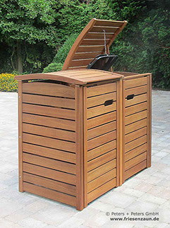 Mülltonnenbox CLASSIC - 2 x 120 Liter Müllbox - FSC Hartholz natur geölt