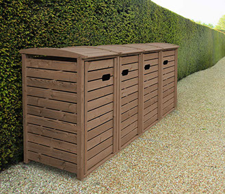 120 + 240 Liter Müllbox STANDARD - asiatische Zeder FSC - braun gebeizt - Mülltonnenboxen Online kaufen - Preisvorteil durch Direktvertrieb.