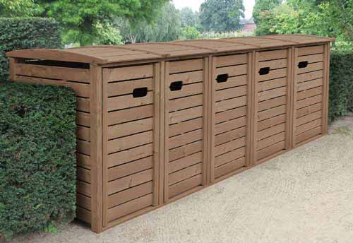 120 + 240 Liter Müllbox STANDARD - asiatische Zeder FSC - braun gebeizt - Mülltonnenboxen Online kaufen - Preisvorteil durch Direktvertrieb.