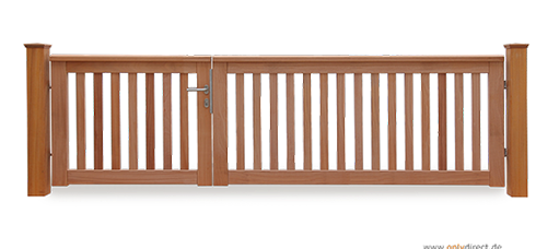 Asymmetrisches Holztor Garten ROOF - FSC Mahagoni Hartholz Holztor Natur