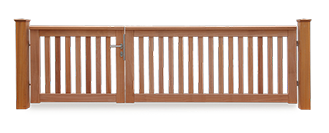 Asymmetrisches Holztor Garten ROOF - FSC Mahagoni Hartholz Holztor Natur