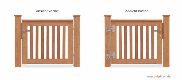 Gartenpforte Holztür Garten - Modell ROOF von OnlyDirect - FSC Mahagoni Hartholz mit Satteldach