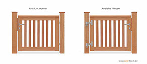 Gartenpforte Holztür Garten - Modell ROOF von OnlyDirect - FSC Mahagoni Hartholz mit Satteldach