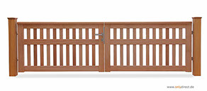 Holztor - Garten CUBE open - FSC Mahagoni Holz - Edelstahl-Zubehör