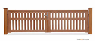 Holztor - Garten CUBE open - FSC Mahagoni Holz - Edelstahl-Zubehör