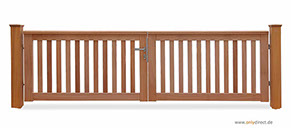 Holztor ROOF - Gartentor Mahagoni Hartholz (FSC) - Breite 300 cm - Höhe 90 cm - Komplettes Zubehör aus Edelstahl
