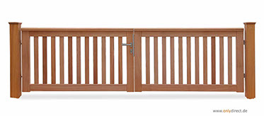 Holztor ROOF - Gartentor Mahagoni Hartholz (FSC) - Breite 300 cm - Höhe 90 cm - Komplettes Zubehör aus Edelstahl