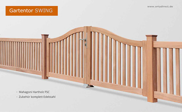 Weißer Gartenzaun - Friesenzaun Mahagoni Hartholz FSC mit Satteldach