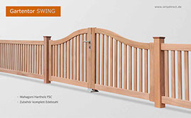 Weißer Gartenzaun - Friesenzaun Mahagoni Hartholz FSC mit Satteldach