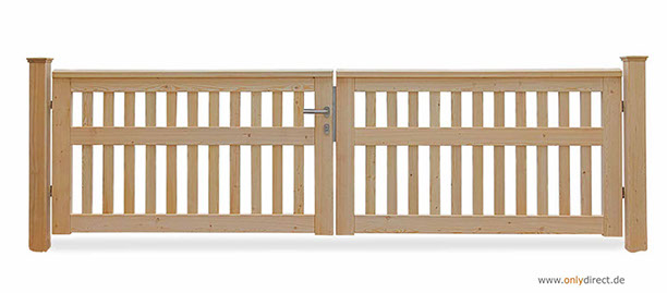 Holztore nach Maß - Gartentor CUBE open aus nordischer Lärche (FSC) - Zubhör komplett aus Edelstahl - inkl. V2A-Einsteckschloß