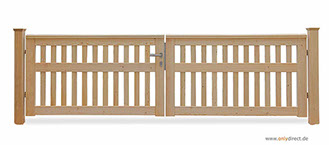 Holztore nach Maß - Gartentor CUBE open aus nordischer Lärche (FSC) - Zubhör komplett aus Edelstahl - inkl. V2A-Einsteckschloß