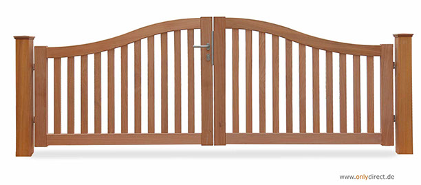 Holztor Gartentor Mahagoni Hartholz FSC Natur - Holzgartentor SWING - Anfertigung nach Maß