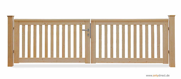 Holztor ROOF - Gartentor nordische Lärche (FSC) - Breite 300 cm - Höhe 90 cm - Komplettes Zubehör aus Edelstahl