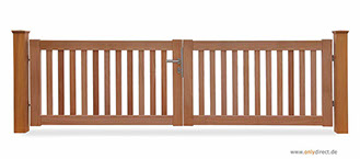 Holztor - Garten CUBE open - FSC Mahagoni Holz - Edelstahl-Zubehör