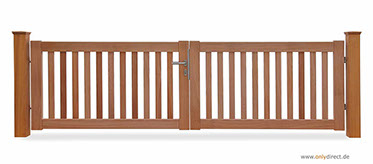 Holztor - Garten CUBE open - FSC Mahagoni Holz - Edelstahl-Zubehör
