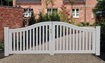 Doppeltor Mahagoni Hartholz - Gartentore im Sylter Stil