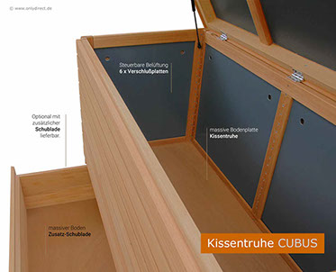 Kissenbox YORK - FSC Eukalyptus Hartholz - Größe S - Hartholz Natur geölt