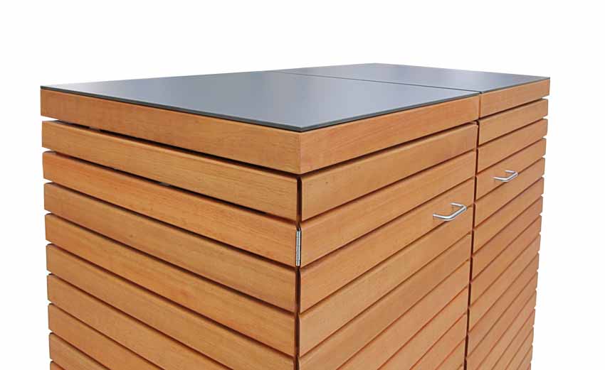 2er Mülltonnenboxen CUBUS 120 Liter - mit wasserdichten Abdeckplatten (anthrazit)