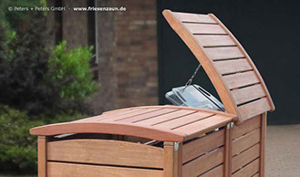 Sichtschutz für 2 oder 3 Abfalltonnen - Mülltonnenverkleidung Hartholz