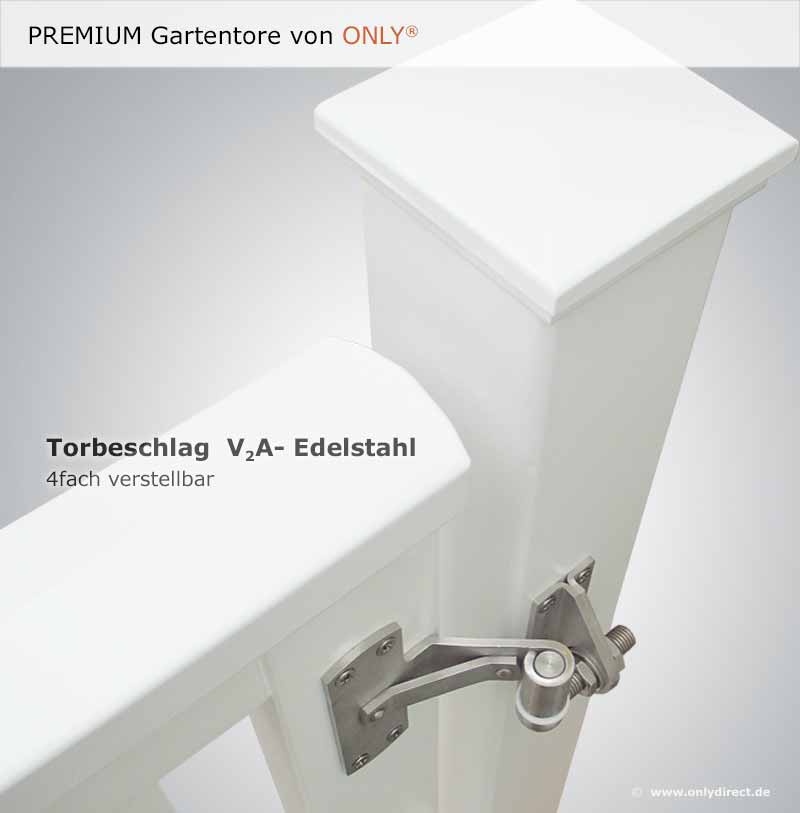 Gartentorbeschlag aus rostfreiem Edelstahl mit 4fach verstellbaren Kloben - Qualität zum fairem Preis.