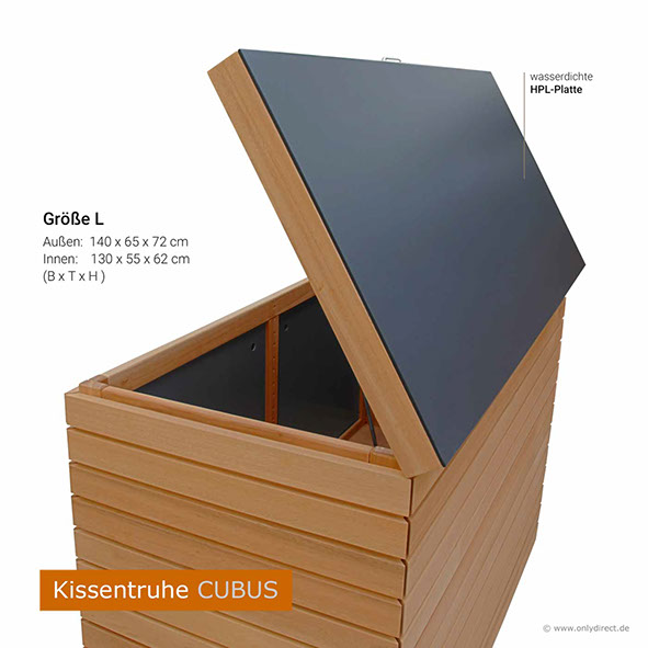 Kissenbox YORK - FSC Eukalyptus Hartholz - Größe S - Hartholz Natur geölt