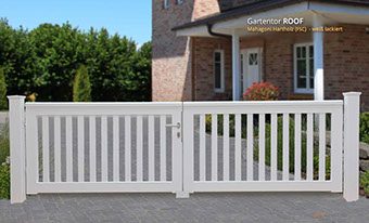 Holztor ROOF - weißes Gartentor aus FSC Hartholz